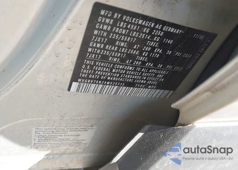 2009 Volkswagen Tiguan Se/Sel из США, поврежденный, VIN WVGBV75N29W525333